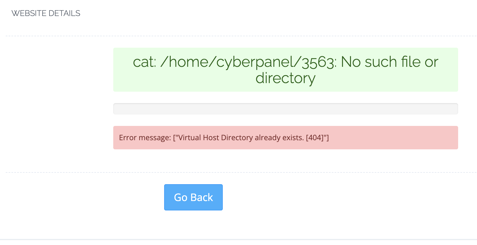 How to fix error: Cat:/home/cyberpanel/3563: No such file or 