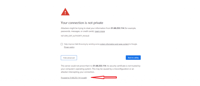 SSL not validated page warning