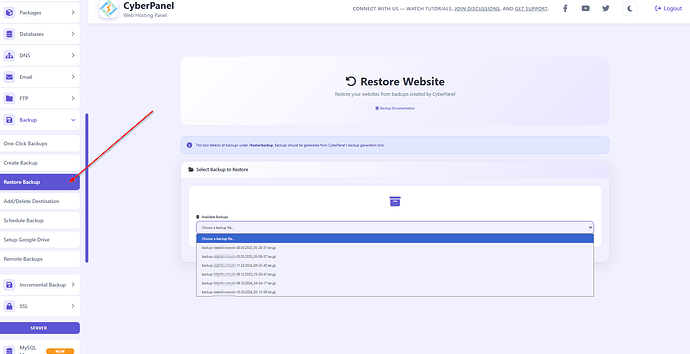 CyberPanel Restore