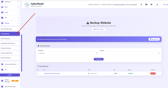 CyberPanel Backup