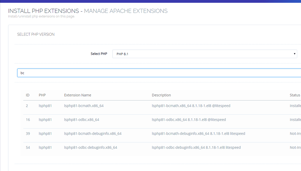 required bcmath php extension