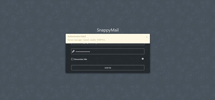 Authentication Failed - Cannot enable STARTTLS