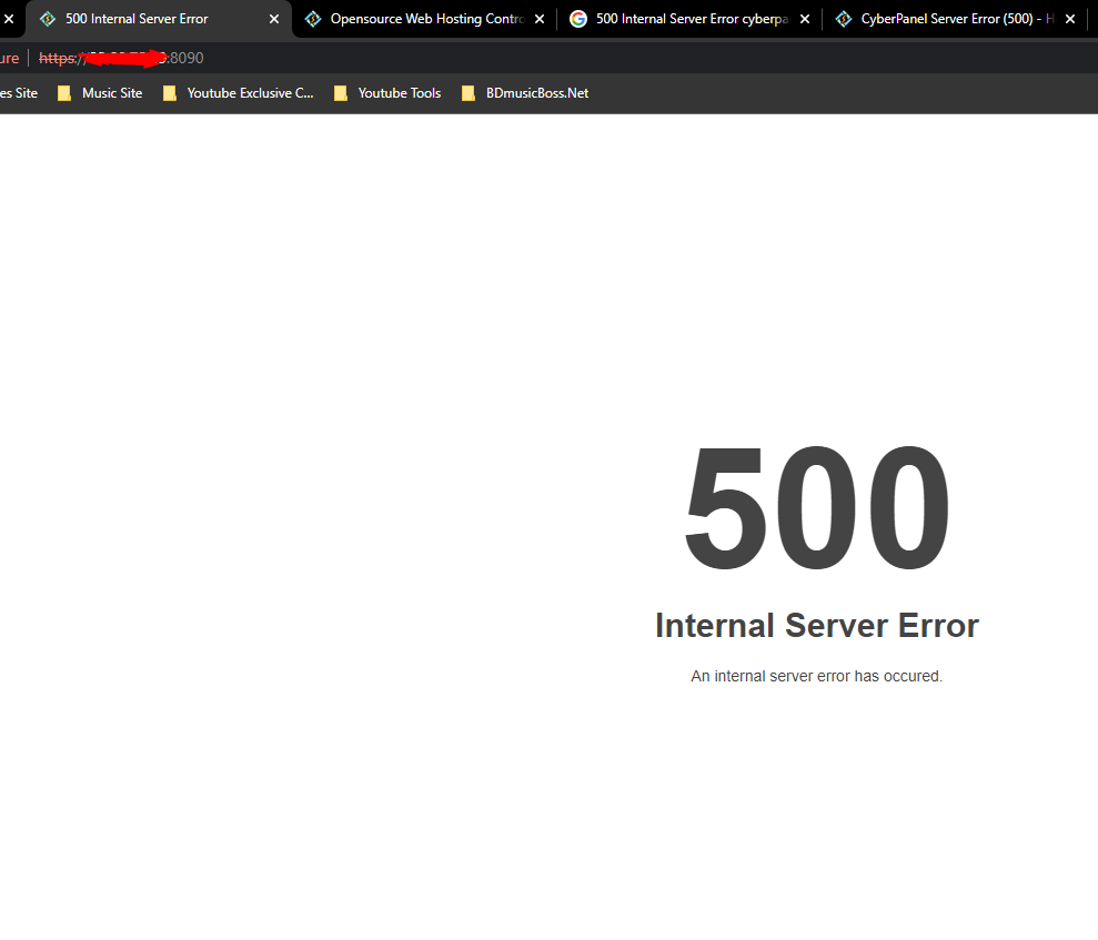 CyberPanel IP 8090 Access 500 Internal Server Server Error General 