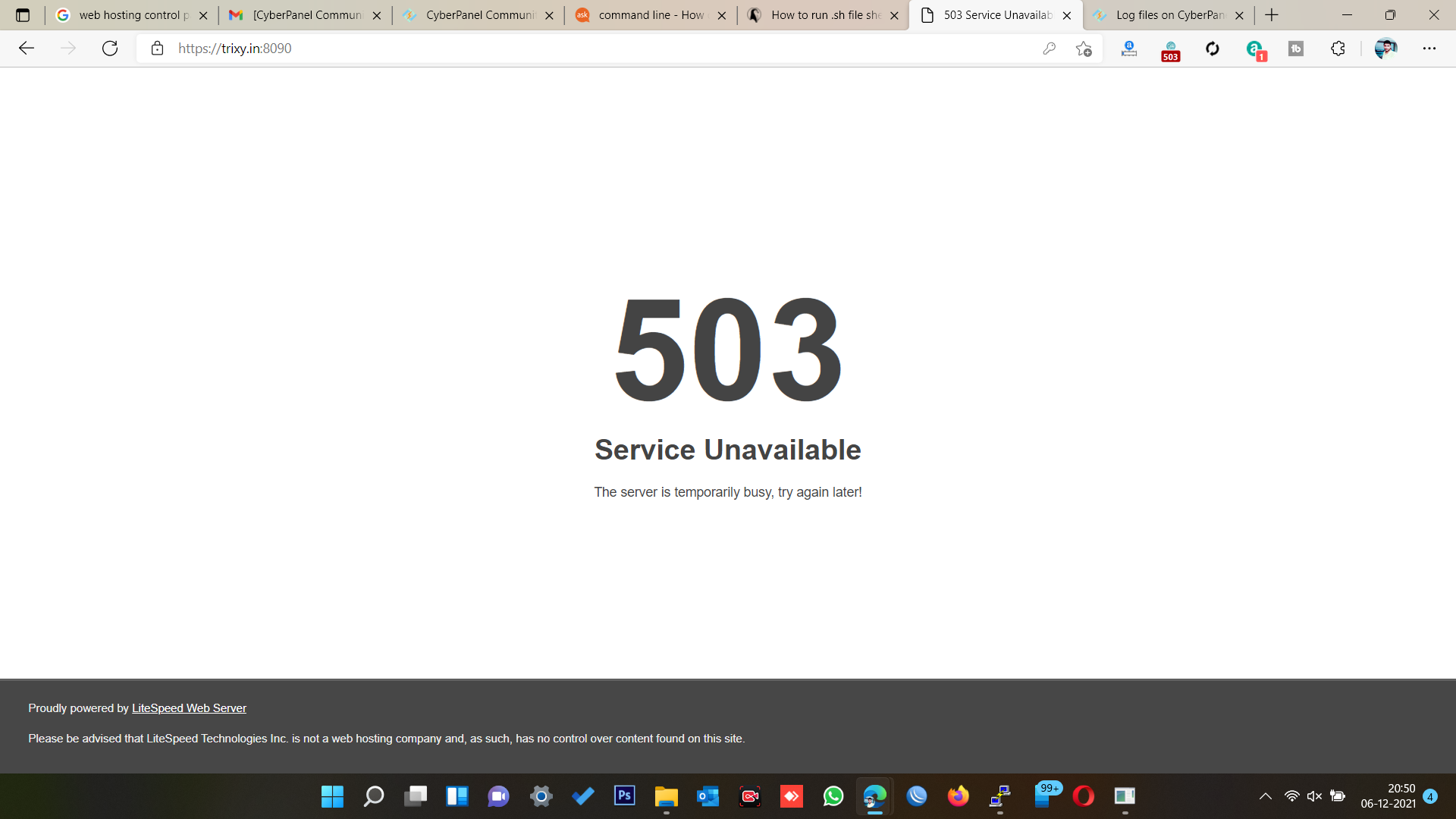 503 Service Unavailable Please Help Web Server CyberPanel Community